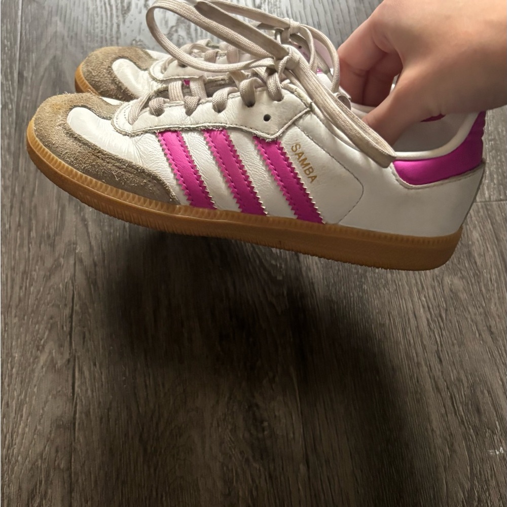 Adidas Samba White and Pink Trainers